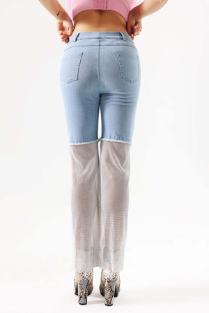 Gunnhild Taş Detaylı Fileli Yama Jeans