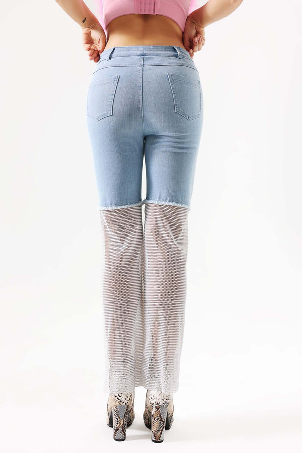 Gunnhild Taş Detaylı Fileli Yama Jeans