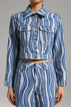 Ilsa Dalgalı Çizgili Denim Takım