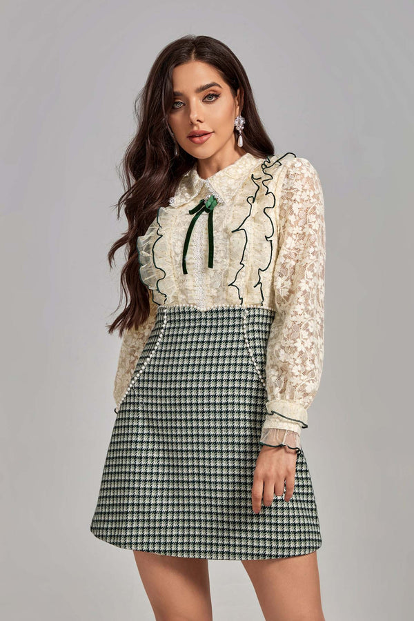 Janet Dantelli Patchwork Mini Elbise