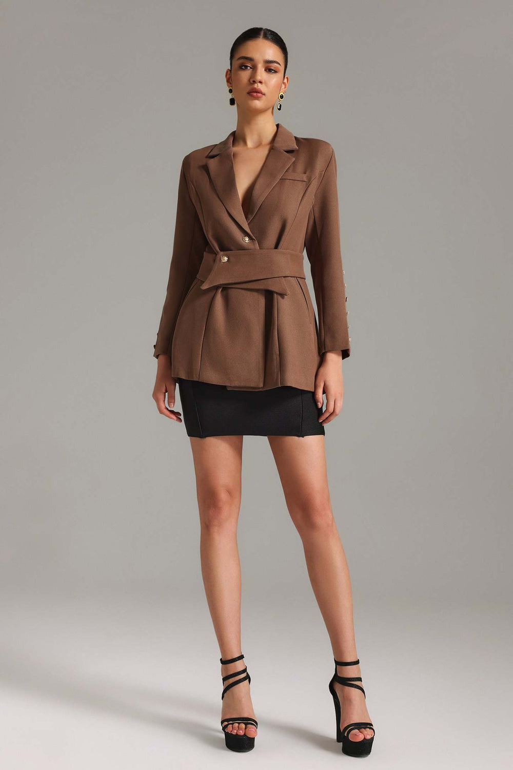 Nylon fabric Jenn Blazer Jacket in solid color