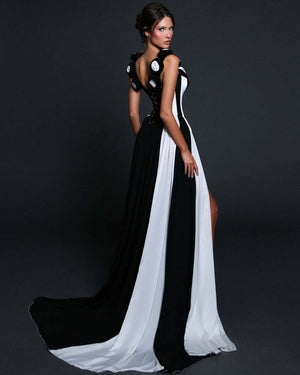 Omega V Yaka Çiçek Desenli Bandaj Maxi Elbise