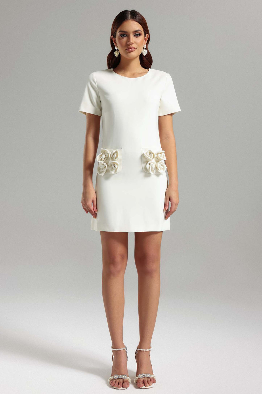 Çiçek desenli polyester mini elbise, Raanana marka