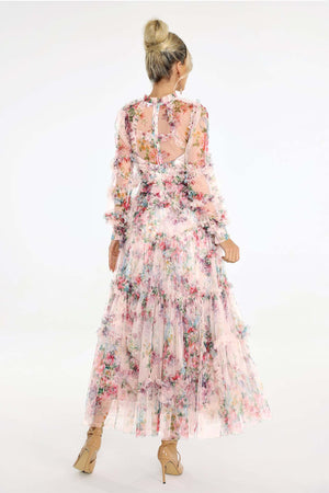 Winona Desenli Mesh Midi Elbise
