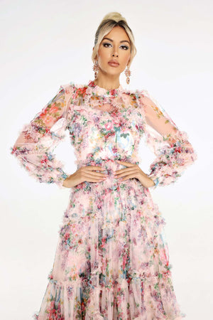 Winona Desenli Mesh Midi Elbise