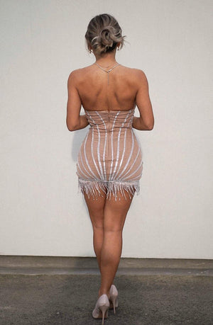 Kristal Püsküllü Mini Korse Elbise