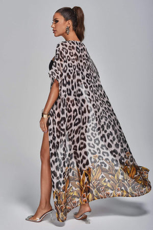 Aoife Leopar Desenli Plaj Örtüsü