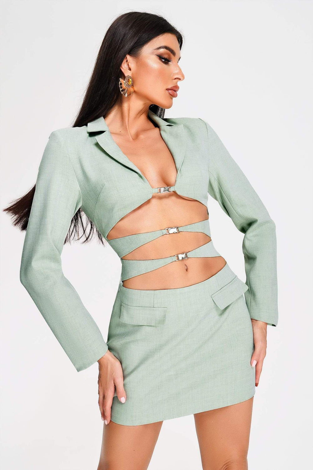 Viya blazer elbise, polyester ve pamuk karışımı, elde yıkanabilir.