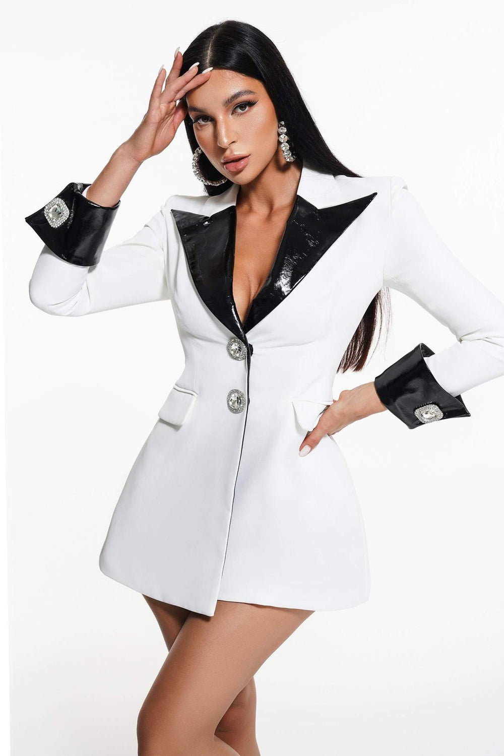Corsar Blazer Dress with tailored silhouette, cinched waist, and lapel collar.