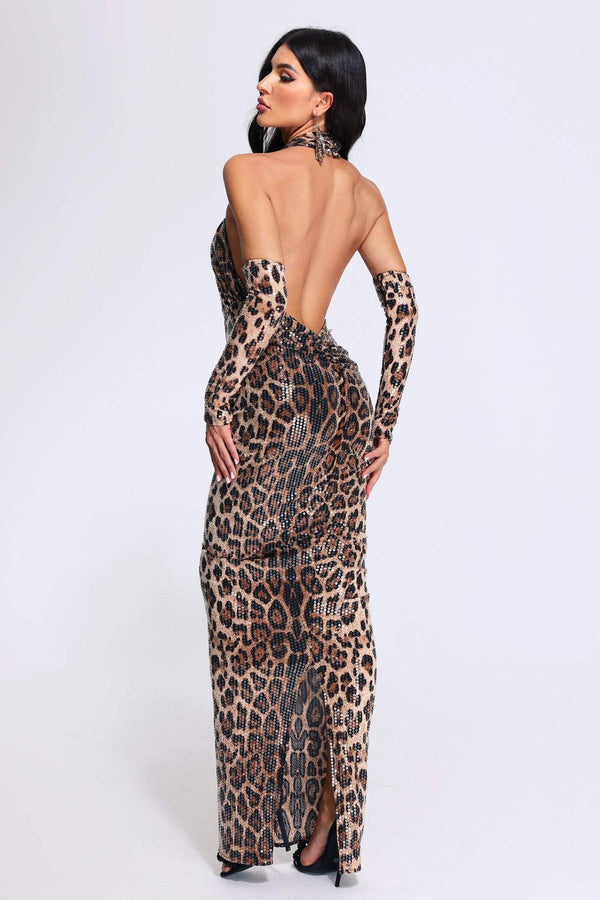 Halter Yaka Simli Elbise