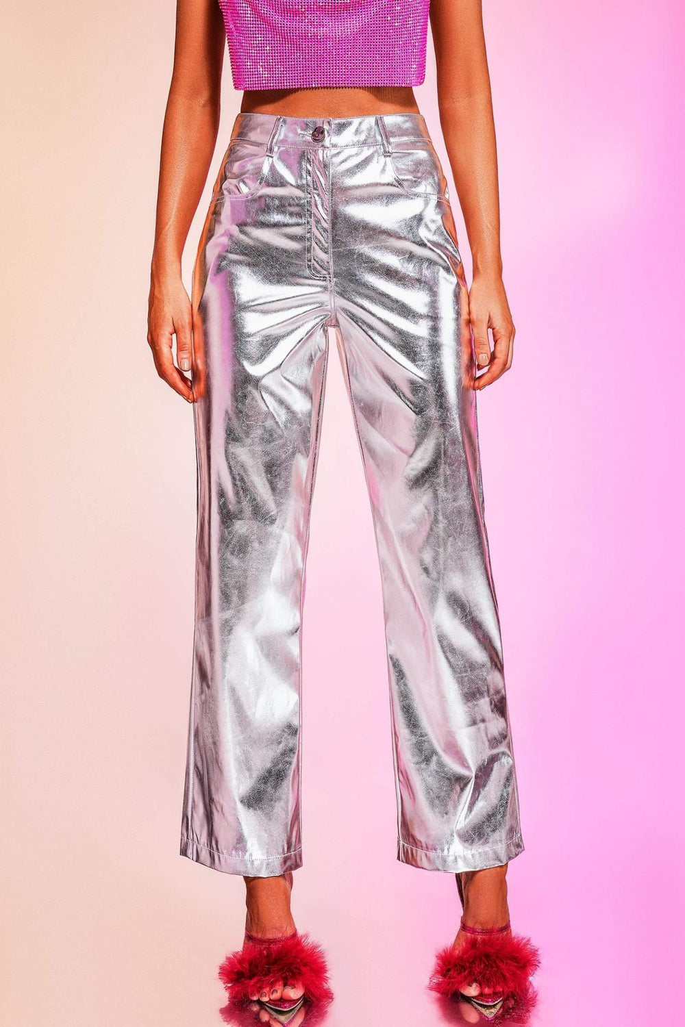 PU polyester karışımı Quany pantolon, elde yıkanabilir