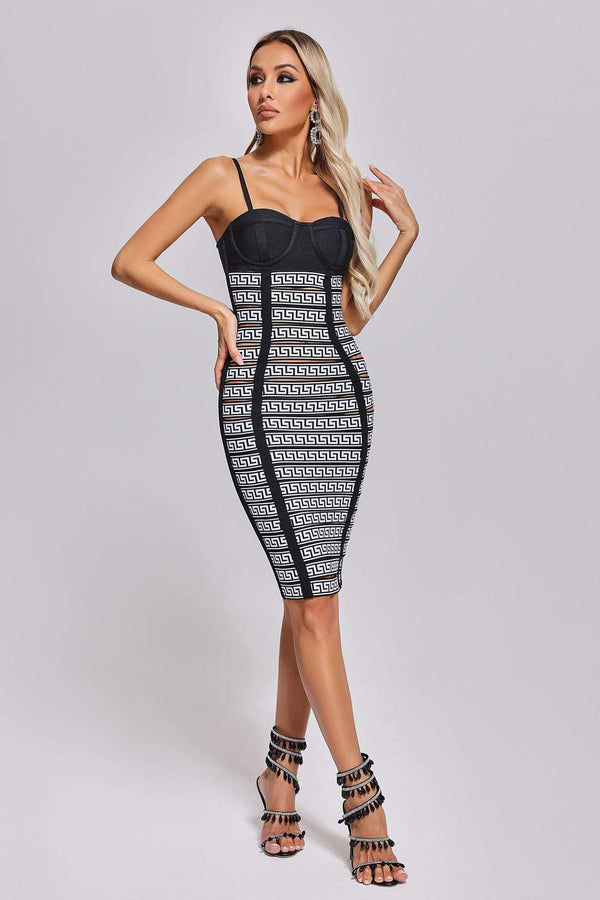 Leyni bağlamalı midi elbise, polyester ve spandex karışımı