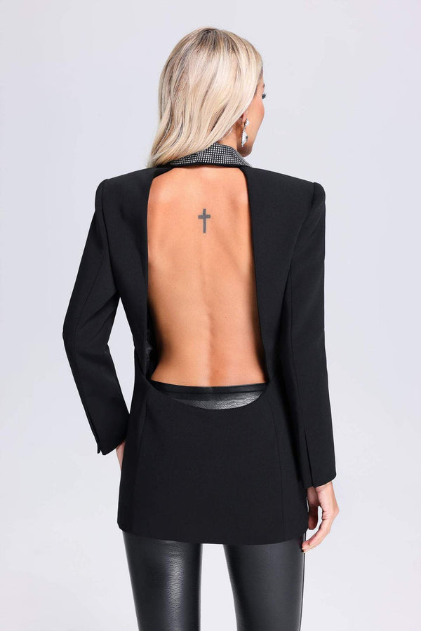 V Yaka Arkası Açık Blazer Ceket