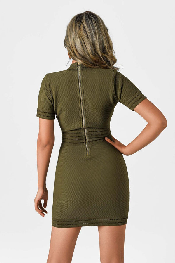 Yeşil Örgü Mini Elbise