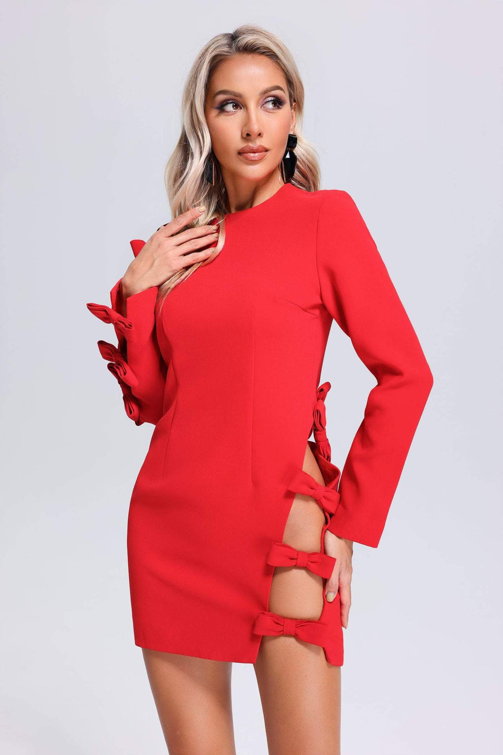 Bağcıklı mini elbise, polyester ve spandex karışımı, Josie marka.