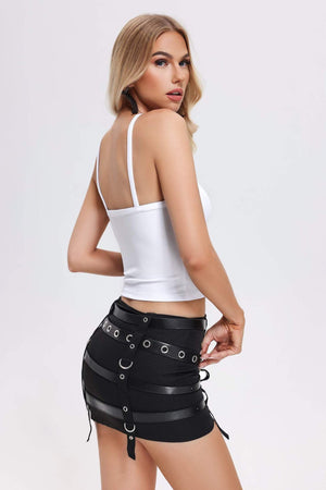Kore Stili Halter Yaka Beyaz Üst