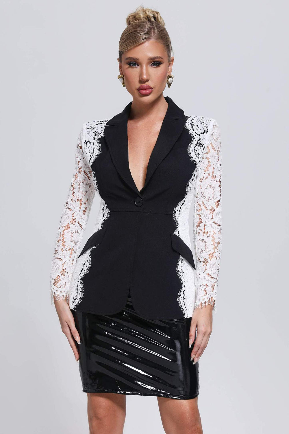 Kidia dantel blazer ceket, siyah renkli