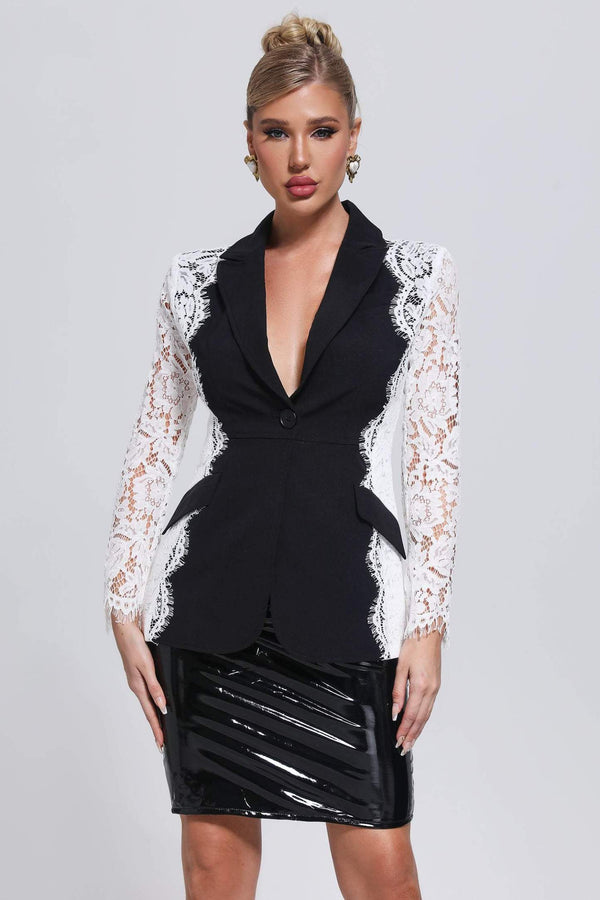 Kidia dantel blazer ceket, siyah renkli
