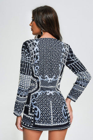 İnci Detaylı Beyaz Blazer Elbise